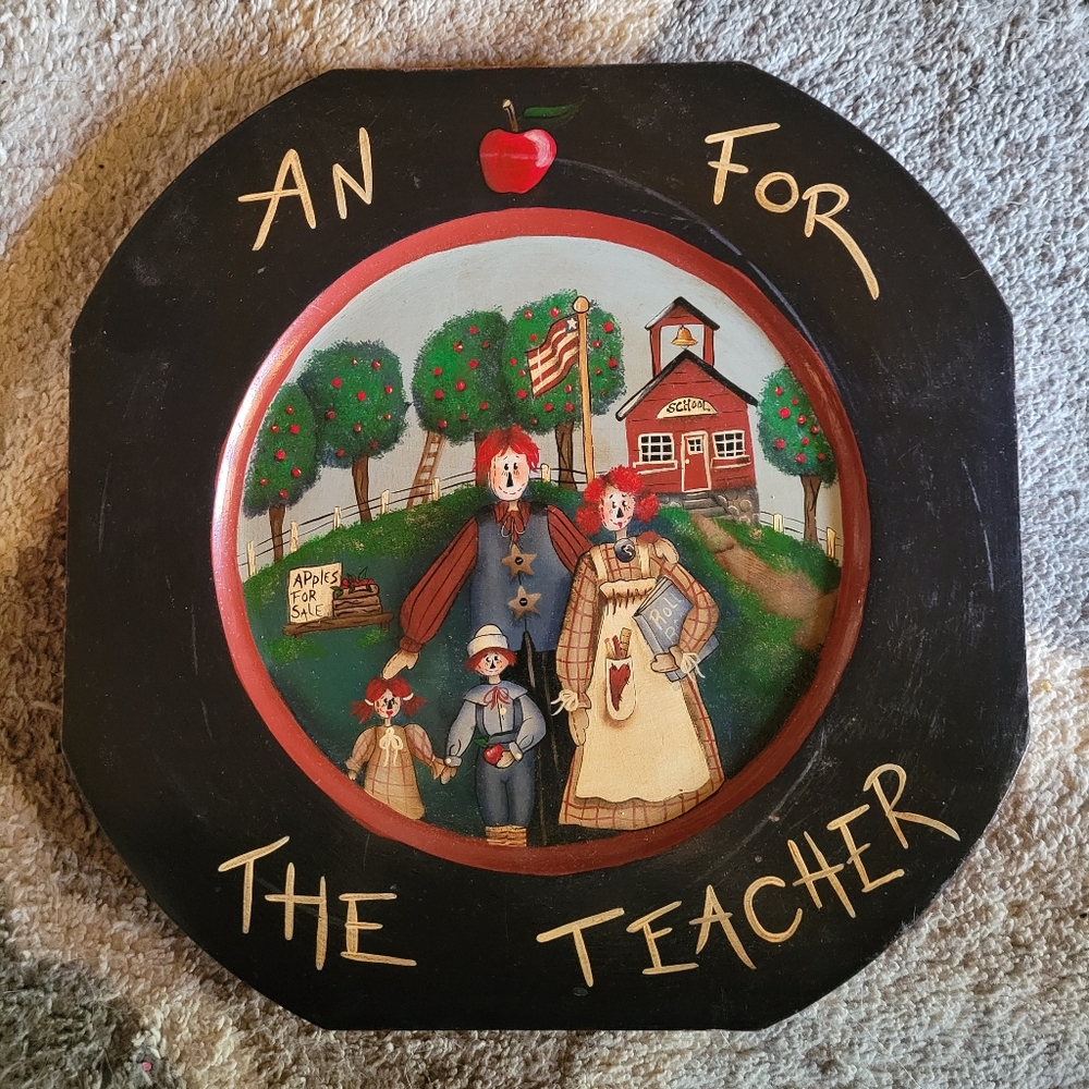 Wooden Plate Wall Hanging "An Apple For Thz Teacher" Sign